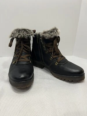 Women's Ankle Boots Spring Step Brown Micha Water Resistant Faux Fur Trim Sz 9 - Image 1 of 4