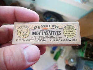 NEAT DEWITT'S BABY LAXATIVES LABELED PILL VIAL & ORIGINAL BOX W/ PAMPHLET  - Picture 1 of 7
