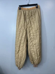 Quilted puffy Pants vtg 60s thermal Snow Winter nylon Beige puffer Skiing Hunt - Picture 1 of 12