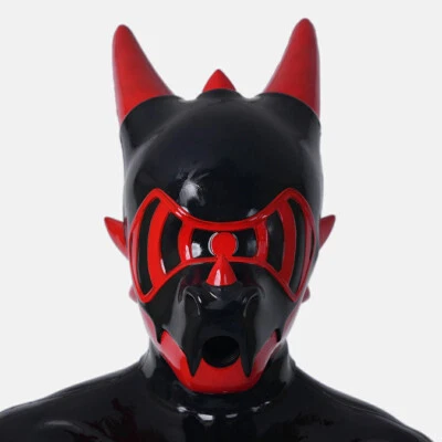 FURRJOI Silicone BDSM Red Hypno Dragon Drone Hood Mask For Cosplay Party Costume - Image 1 of 4