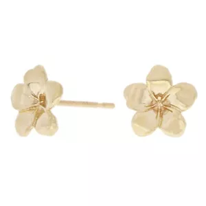 14k Yellow Gold Hawaiian Plumeria Flower Stud Earrings X-Small, Small or Medium - Picture 1 of 10