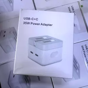Genuine 35W Dual Type C PD UK Power Adapter Plug For Apple iPhone , fast charger - Picture 1 of 5