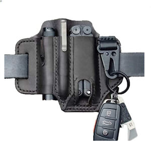 Tactical Flashlight Holder Sheath Outdoor EDC Case Buckle Sleeve Kit Leather