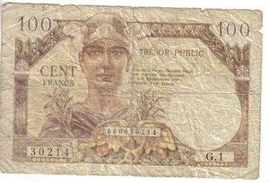FRANCE, 100 FRANCS, TRESOR PUBLIC, P#M11a, ND(1955) - Picture 1 of 1