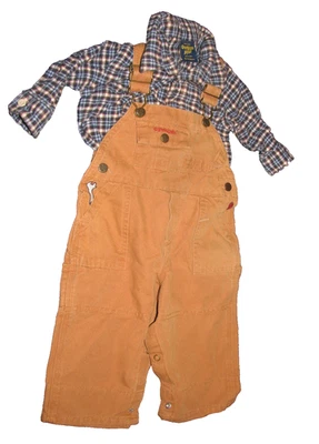 Osh Kosh 2 Piezas Conjunto Marrón Mono y Camisa a Cuadros Talla 6-9 Meses Foto 1 de 4