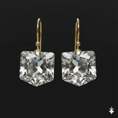 Rock Crystal Hexagon Earring 925 Sterling Silver Dangle Earring Christmas Gift - Image 1 of 4