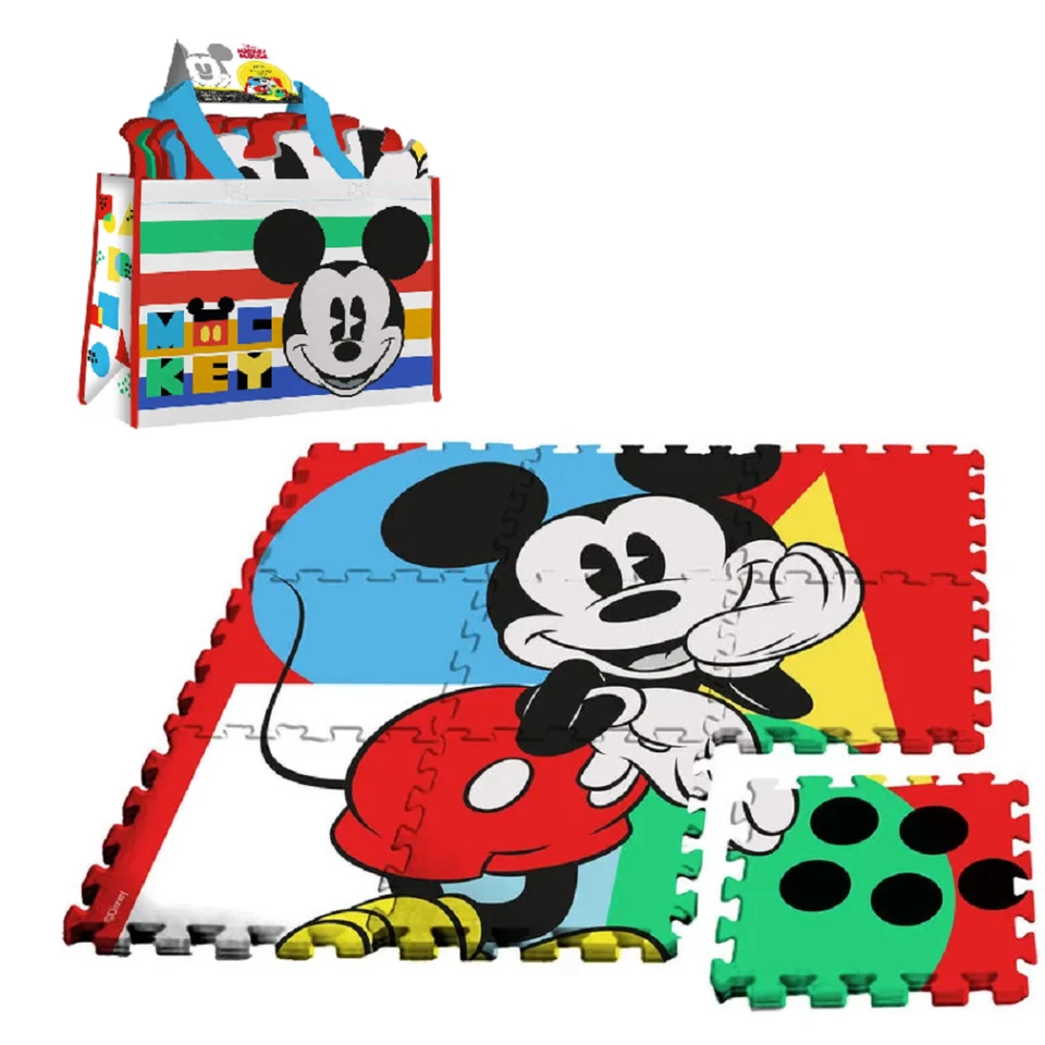 TAPPETO CON BORSA TOPOLINO DISNEY PUZZLE 9 PEZZI ANTISCIVOLO 90X90X1 - WD22011