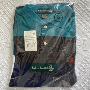 NUEVO CON ETIQUETAS NOS Camisa Polo Caballeros de Mesa Redonda Años 90 Vintage Bloques de Color Rayas 1XL T - Imagen 1 de 8