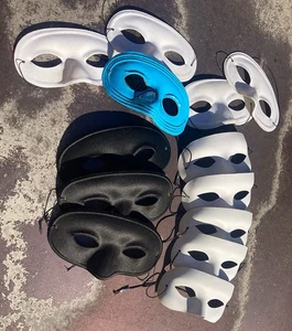 Lot of 13 BLACK WHITE BLUE DOMINO EYE MASKS Zorro HALLOWEEN Never used PRISTINE - Picture 1 of 6
