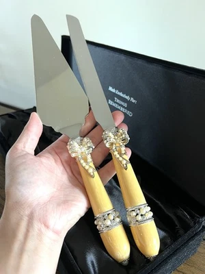 Juego de servir pasteles de boda vintage Things Remembered cristales perla amarilla dorada Foto 1 de 4