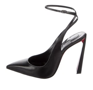 Christian Louboutin Condora Sling back Black Leather Shoes Pumps Sandals Size 39 - Picture 1 of 19