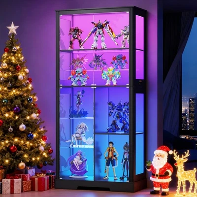 Vitrina de Cristal con Puertas, Vitrina de Curiosidades con Luces RGB para Coleccionables Foto 1 de 4