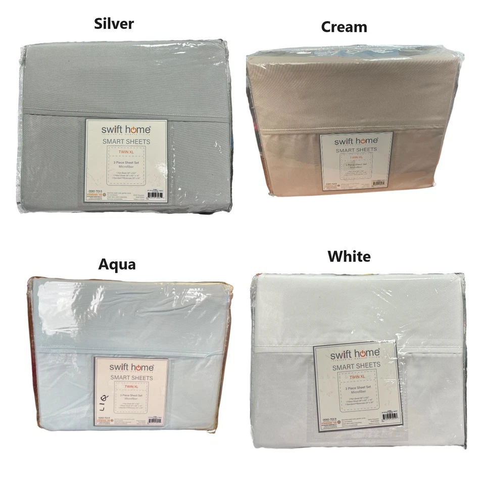 Swift Home Microfiber Smart Sheet 3 Piece Set With 8" Side Storage Pockets - Image 1 of 1