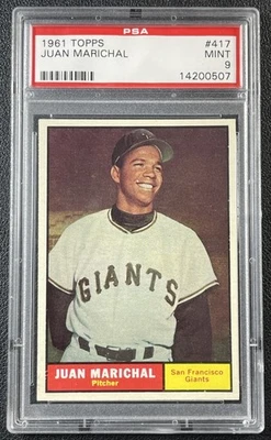 Tarjeta de novato Juan Marichal PSA 9 1961 Topps de béisbol #417 RC Giants como nueva Foto 1 de 2