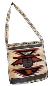 Mujer De Colección Lana Tejido BOHO Étnico Hippie Bolso de Hombro Bolso para Libros Cartera Cremallera En muy buena condición - Imagen 1 de 5