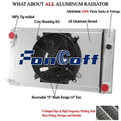 3 Rows Radiator Shroud Fan Fit 1983-1991 85 Porsche 944 S2 2.5L 3.0L L4 Turbo MT - Image 1 of 4