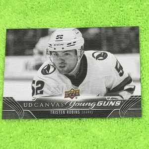 Tristen Robins RC 2023-24 Upper Deck #C223 BLACK & WHITE UD CANVAS YOUNG GUNS - Foto 1 di 2
