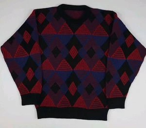 Vintage 90er mehrfarbig geometrisches Muster Strick Rundhalsausschnitt Pullover Vintage kein Etikett USA  - Bild 1 von 4