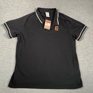 Nike Polo Shirt Mens Large Black Tennis Heritage Court Performance Dri-FIT New - Picture 1 of 13