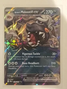 Juego de cartas coleccionables Pokémon Arven's Mabosstiff ex 139/182 doble raro S&V: Destined Rivals casi nuevo - Imagen 1 de 2