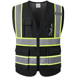 Reflective Safety Vest for Men Women with 5 Pockets and Zipper Front High Vis... - Picture 1 of 7