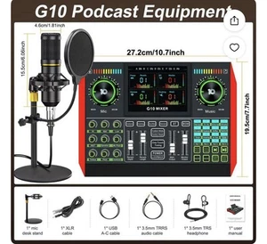 Paquete de audio G10 de $100 de descuento equipo de podcast tarjeta de sonido en vivo transmisión, G10-D Gab - Imagen 1 de 18
