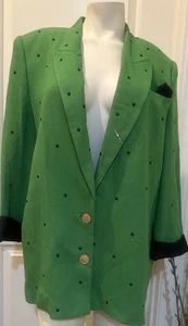 Vintage Criscione New York Blazer Jacket Lime Green Gorgeous! USA Rhinestones - Picture 1 of 12