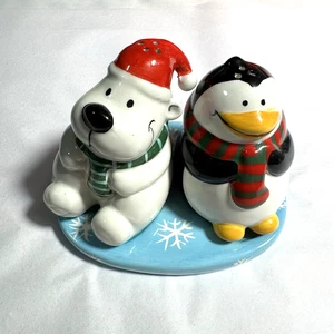 NEU Pinguin Eisbär 3 Stück Salz & Pfefferstreuer Set mit Halter Vintage Retro - Bild 1 von 13
