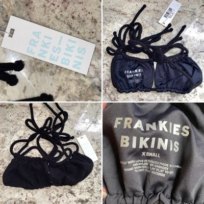NUEVO Frankies Bikinis Mujeres Traje de Baño Eliza Terry Bikini Top Negro XS NUEVO CON ETIQUETAS Foto 1 de 4