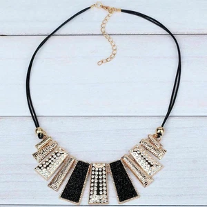 Pendant Jewelry Chain Statement Choker Fashion bib Crystal Necklace Chunky Women - Picture 1 of 4
