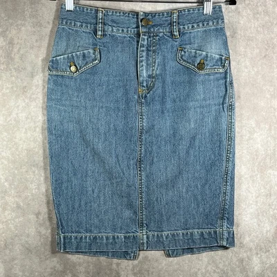 Falda lápiz Marc Jacobs para mujer talla 6 azul denim hasta la rodilla abertura trasera informal Foto 1 de 4