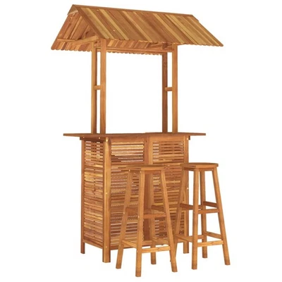 Patio Bar Set Garden Outdoor Balcony Table and Chair Solid Wood Acacia vidaXL - Image 1 of 4