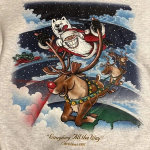 Vintage 97 Eskimo Joe’s Stillwater Med Sweatshirt Weihnachten beidseitig bedruckt �� - Bild 1 von 11