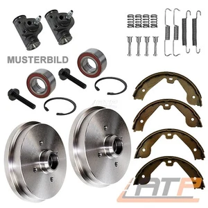 2x BREMSTROMMEL +BACKEN +BREMSZYLINDER+RADLAGER HINTEN FÜR FORD FIESTA MAZDA 121 - Bild 1 von 6