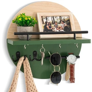 Key Holder for Wall Decorative with Shelf and Hooks, Mail Organizer Wall Moun... - Picture 1 of 7