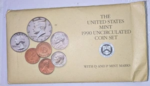 1990 P&D Mint Set Brilliant Uncirculated US with Envelope & COA (10 Coin Set) - Picture 1 of 6