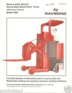 Fork Lift Truck Brochure - Raymond - 900 - Heavy-Duty Reach-Fork - 1968 (LT230) - Bild 1 von 1