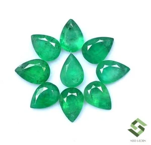 7x5 mm Natural Emerald Pear Cut Lot 09 Pcs 5.06 Cts Calibrated Loose Gemstones - Picture 1 of 7