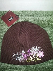 REI Women's Beanie Hat Winter Warm Brown w/ Screenprint New - Picture 1 of 3