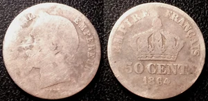 Napoléon III - 50 centimes tête laurée 1864 BB, Strasbourg argent - F.188/3 - Picture 1 of 1