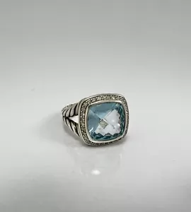 David Yurman Albion Collection Blue Topaz &Diamond Ring - Picture 1 of 8