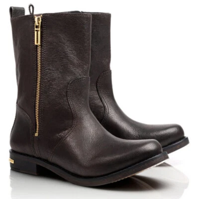 Tory Burch Women’s Elyse Coconut Brown Leather Biker Booties Size 7 Foto 1 de 4