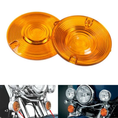 Gelb Blinker Gläser Linse Blinkereinsätze Abdeckung Für Harley Touring Softail w - Image 1 of 4