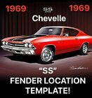 1969 69 Chevelle Malibu SS 350, 396, 427 Template “SS” Fender Emblem Placement