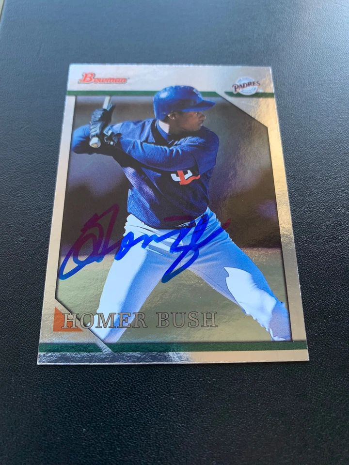 Homer Bush Signed 1996 Bowman Foil #320 Card San Diego Padres Autograph COA - Image 1 of 1