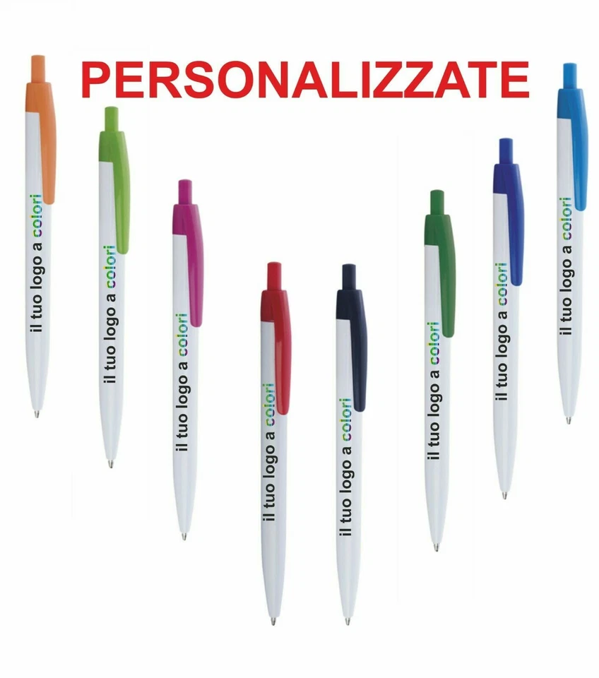 100 PENNE personalizzate stampa a colori LOGO gadget  - Immagine 1 di 1