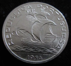 MDS PORTUGAL 10 ESCUDOS 1954, SILBER #PS - Picture 1 of 2