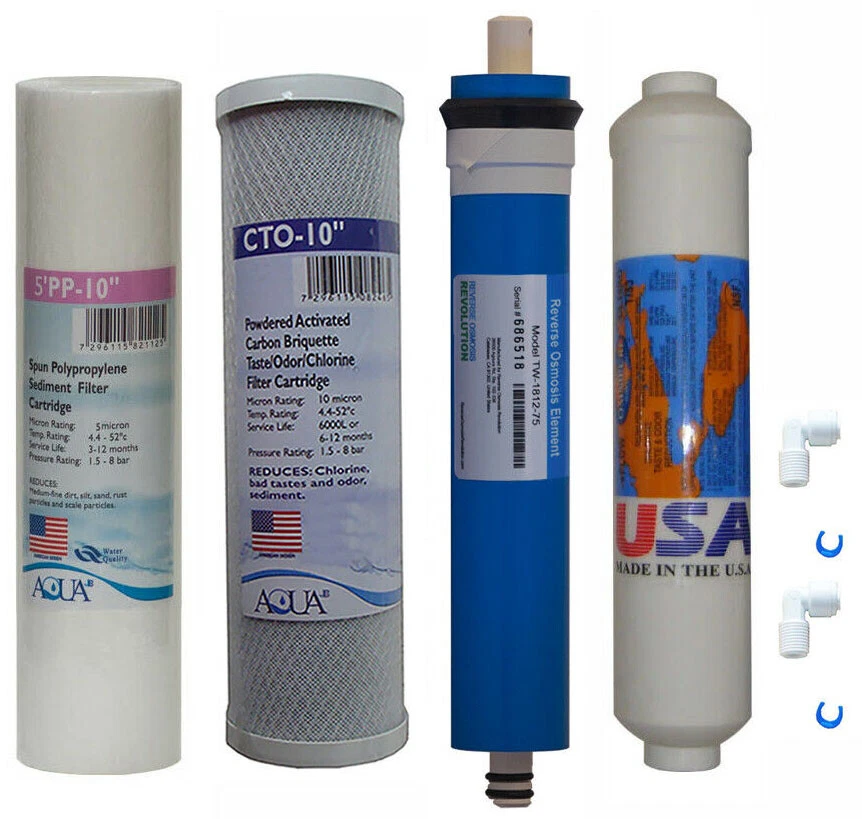 4 stage Reverse Osmosis Replacement Filter set with 75 GPD membrane, USA - Image 1 of 1
