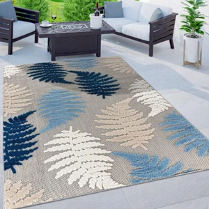 Seville Floral Leaves Non-Shedding Patio Deck Backyard Indoor/Outdoor Area Rug 5 - Picture 1 of 12