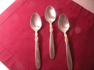Set Of 3 RETRONEU BRAID Gold Accent Stainless Flatware Teaspoons 6 1/4" - Picture 1 of 5